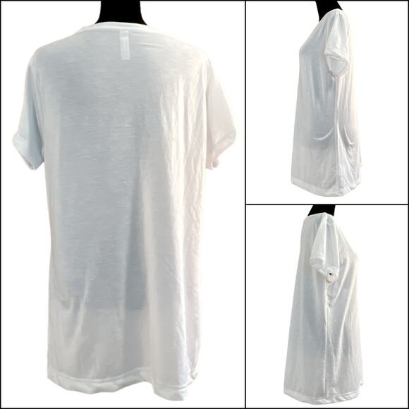 LAT Sublivie Ladies Fitted Sublimation Tee Shirt Top Solid White V-Neck Large - Picture 2 of 10